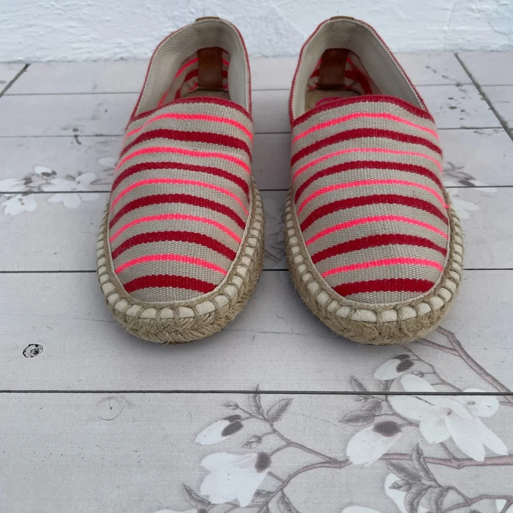Tory Burch Striped Canvas Espadrille in Pink and Red